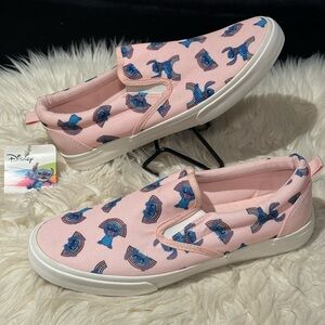Disney Lilo & Stitch Rainbows Womens Slip On Sneakers Size 9 Pink Flats New